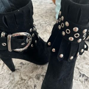 Suede Black Buckle strap booties